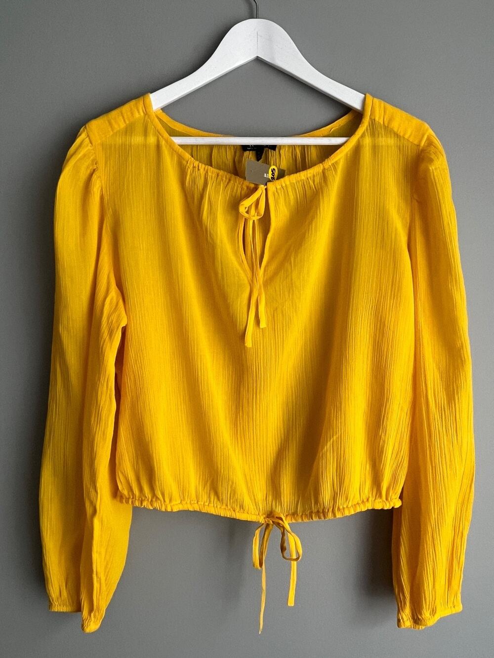J.Crew NWT $128 Drawstring Waist Featherweight Voile Top Rich Saffron M CV089